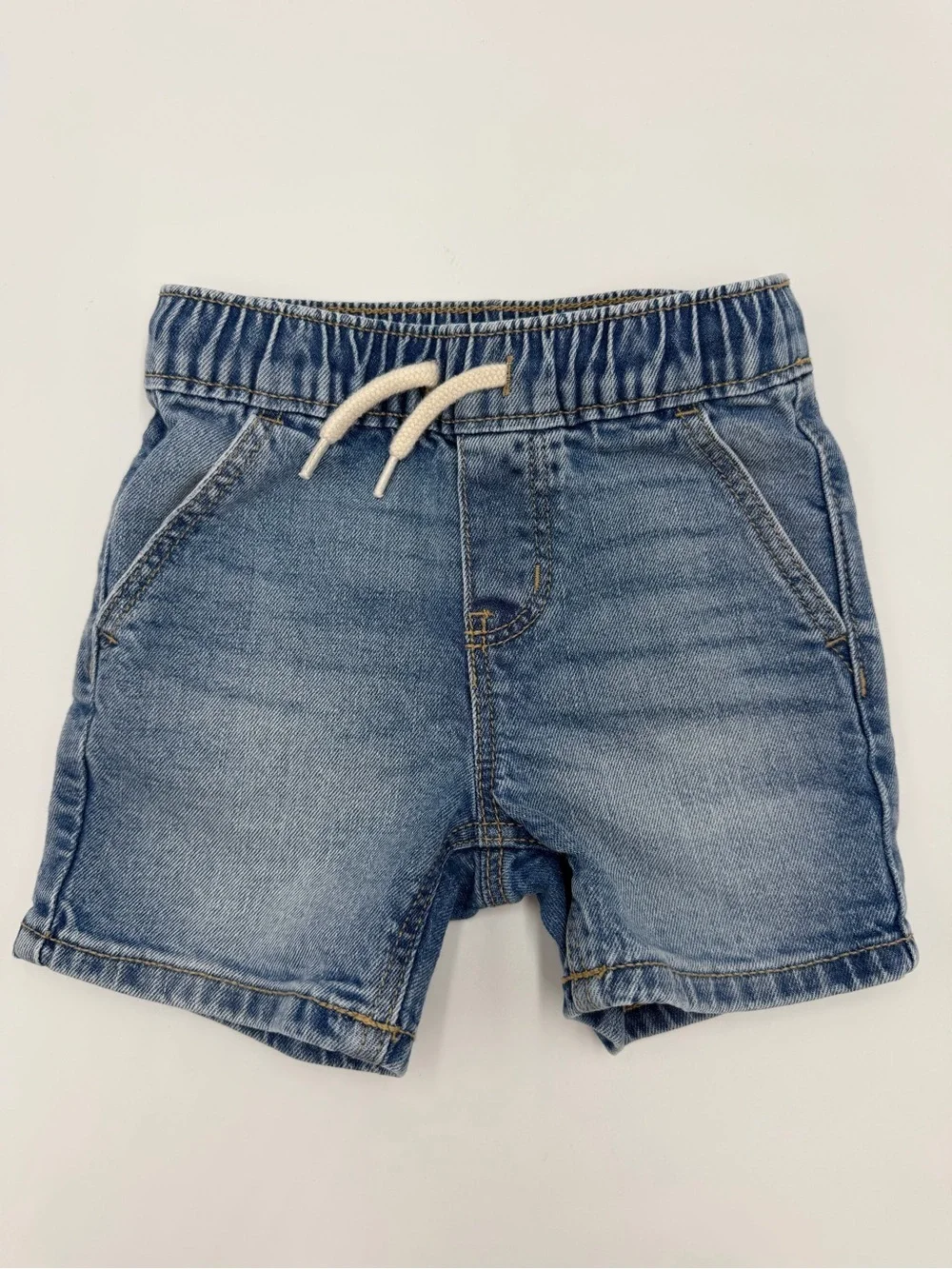 Old Navy Light Blue Denim Pull-On Shorts with Drawstring 18-24 Months